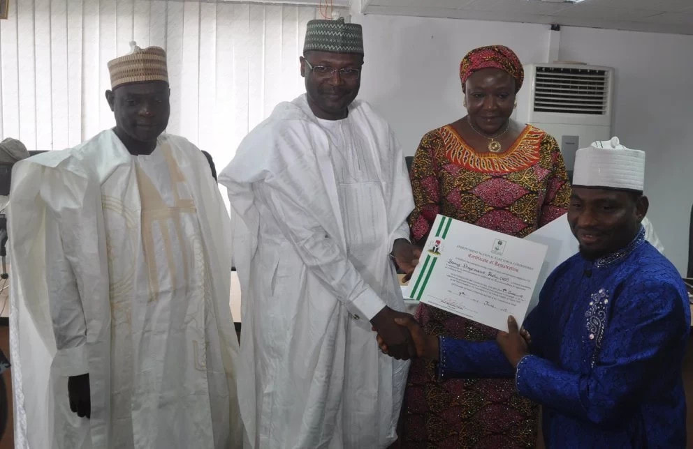 INEC presents certificates of registration to five new parties
