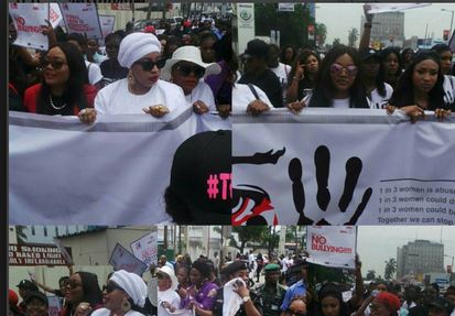 Ooni’s wife, Mercy Aigbe, Tonto Dike, others lead walk against domestic violence