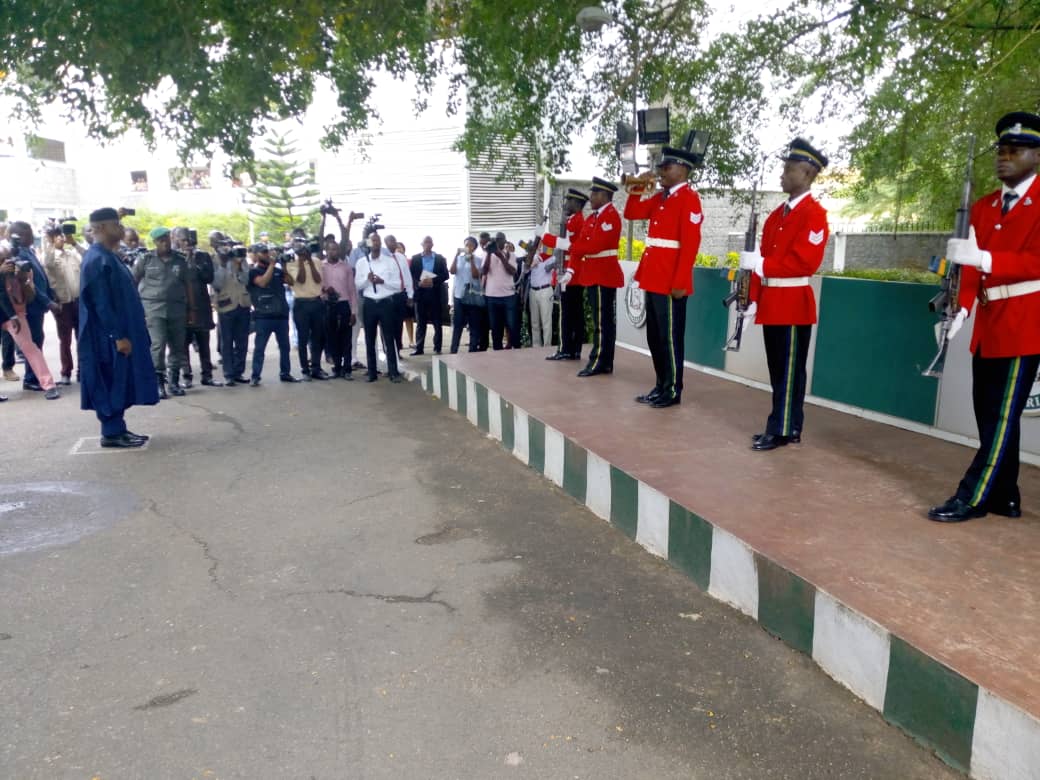 JUST IN: Ogun governor resumes duty, inspects guard of honour
