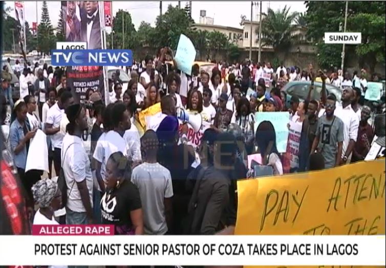 Protest against Senior Pastor of COZA takes place in Lagos