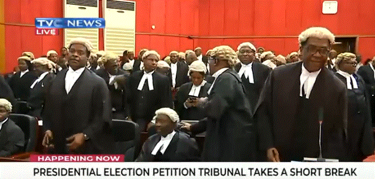 #HappeningNow #AtikuVsBuhari: Presidential election petition tribunal judgment takes a short break
