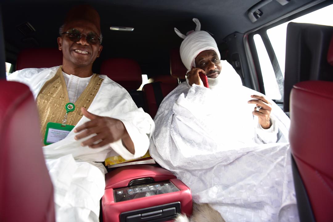 PHOTOS: Muhammadu Sanusi II, El-Rufai depart Awe for Abuja