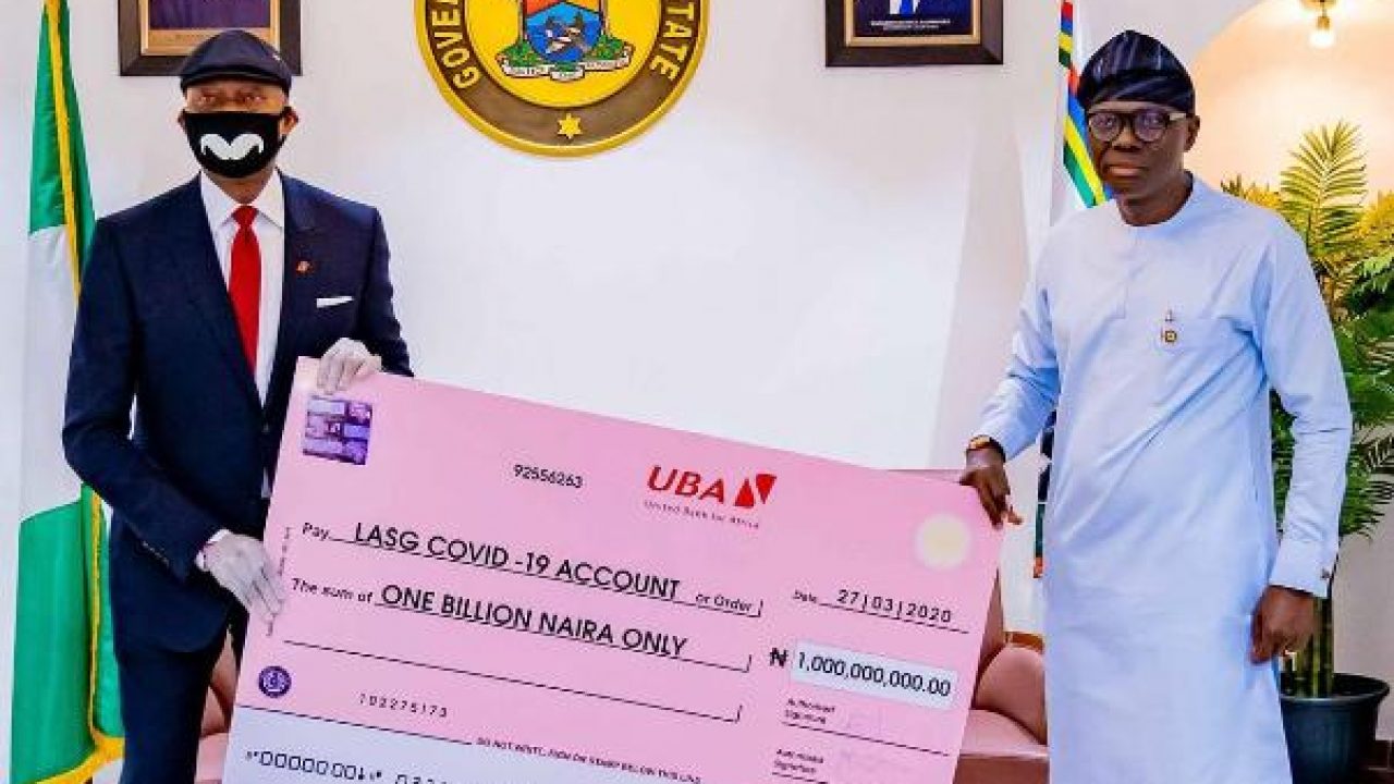 COVID-19: UBA presents N1b to Lagos, applauds govt effort to fight ...