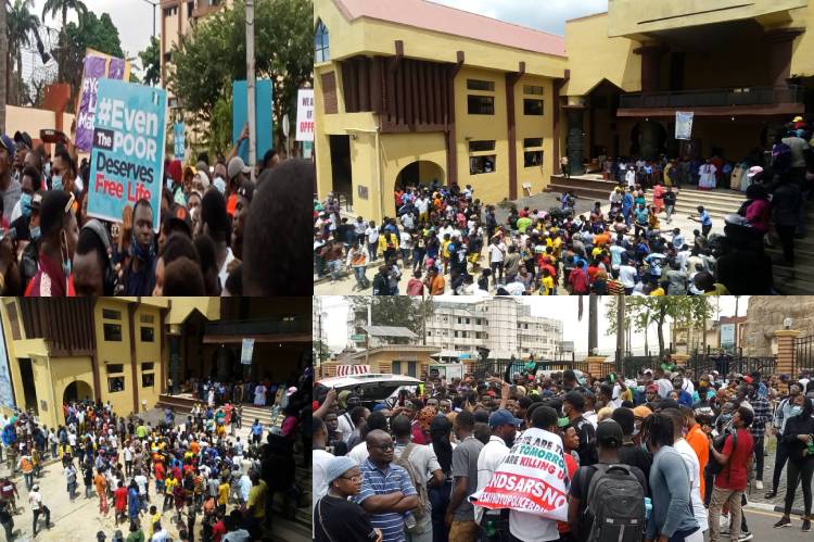 EndSARS Protesters storm Lagos Assembly, Ewi of Ado Ekiti Palace