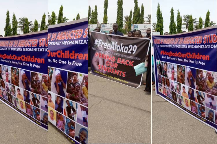 Photos: Parants of abducted Afaka Students protest at NASS