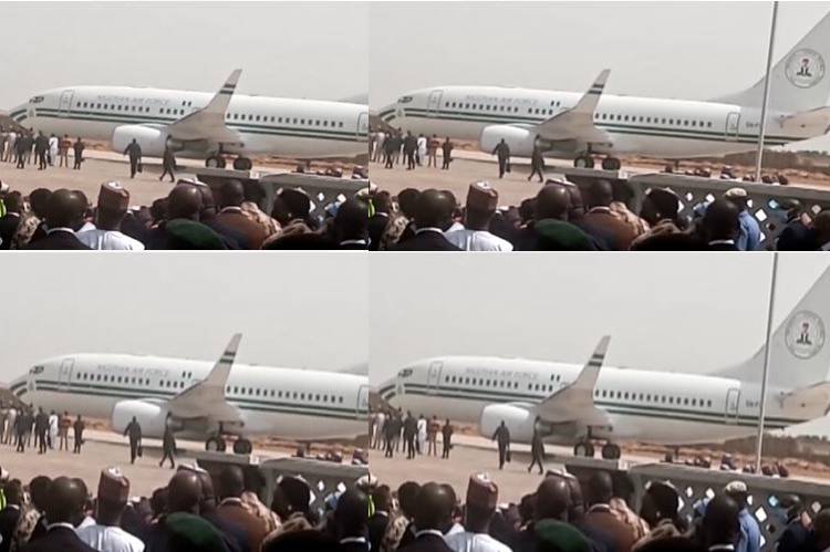 BREAKING: Buhari arrives Air Force base in Maiduguri