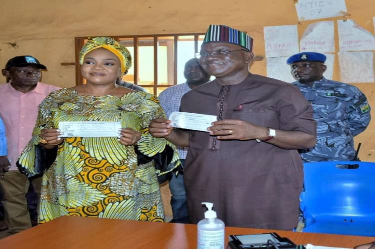 Governor Ortom, wife register at new polling unit