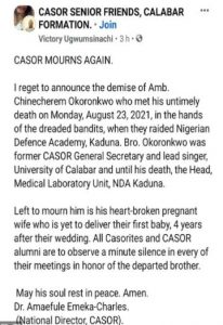 Victim of NDA attack Chinechere Okoronkwo was expecting his first child- CASOR