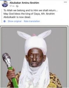 Emir of Gaya is dead