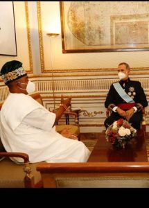  Nigeria’s Ambassador to Spain Demola Seriki presents his letter of credence to King Felipe VI in Madrid