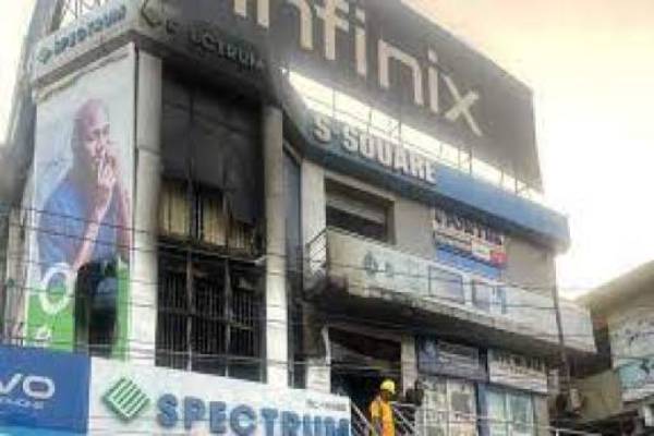 Fire razes Shopping complex at Computer Village, Lagos