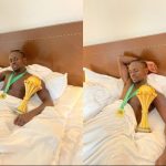 Senegal captain, Sadio Mane poses with AFCON trophy