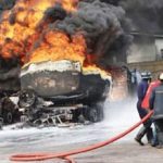 Fire fighters avert disaster as gas truck catches fire in Lagos