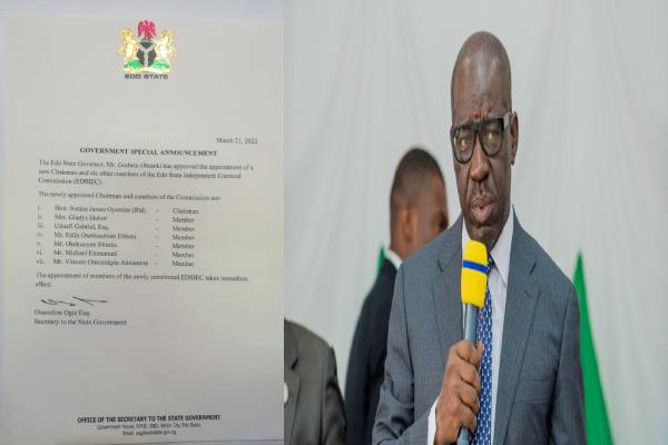 EDO STATE GOVERNOR Approves Appointment Of EDSEIC Members