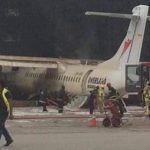 Passengers unhurt as engine of overland airways flight catches fire