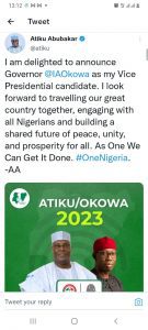 Atiku announces Okowa as running mate