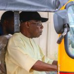 Oppurtunities: Obasanjo rides Tricycle, urges youths on business
