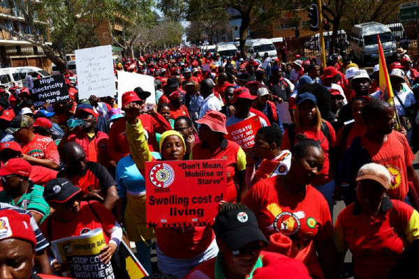 South African workers protest rising cost of living, inflation