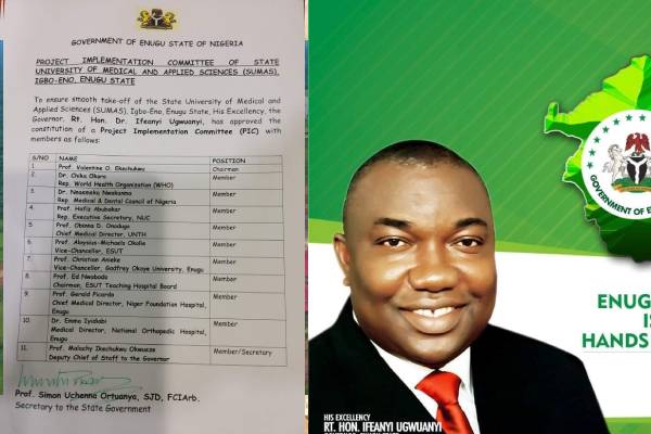 Gov. Ugwuanyi constitutes committee on take-off of new state-owned medical university