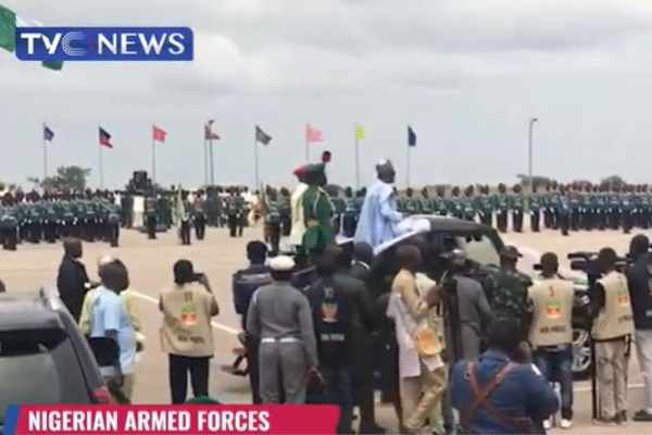 Buhari attends passing-out parade of NDA Cadets in Kaduna