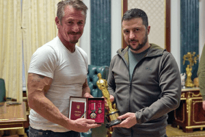 American actor Sean Penn gifts Zelenskyy Oscar trophy