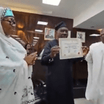 Adamawa gov-elect Ahmadu Fintiri receives Certificate of Return from INEC