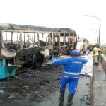 LASTMA RESCUES 7 COMMERCIAL BUS PASSENGERS AFTER COLLISION WITH LBSL BUS IN LAGOS